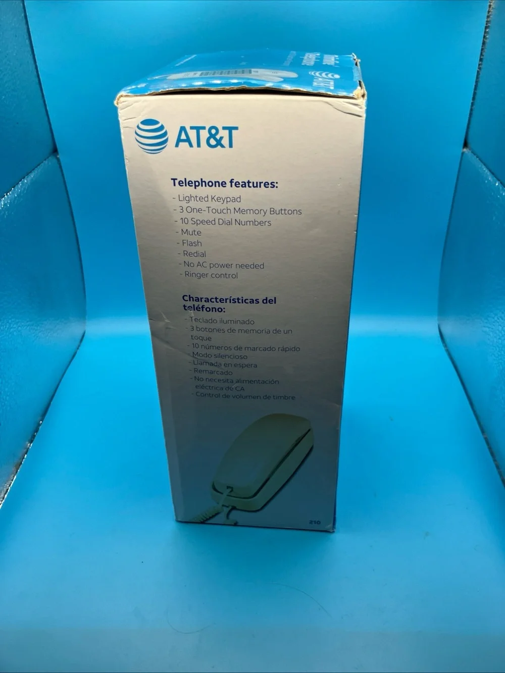 AT&T 210 Basic Trimline Corded Phone Single Line No AC Power Required Beige